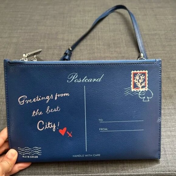 Kate Spade Bon Voyage Off the Grid Postcard Double Zip Crossbody bag purse nwot - Picture 3 of 8